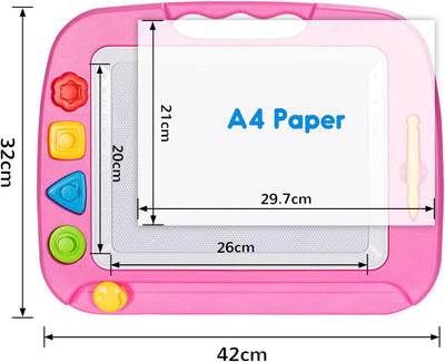 SGILE Grosse Magnetische Maltafel Zaubertafel, 42x32cm Zeichentafel Zaubermaltafel Malbrett mit 4 Fo
