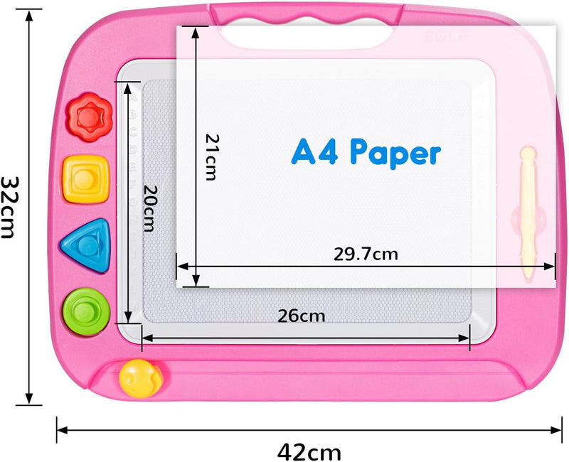 SGILE Grosse Magnetische Maltafel Zaubertafel, 42x32cm Zeichentafel Zaubermaltafel Malbrett mit 4 Fo