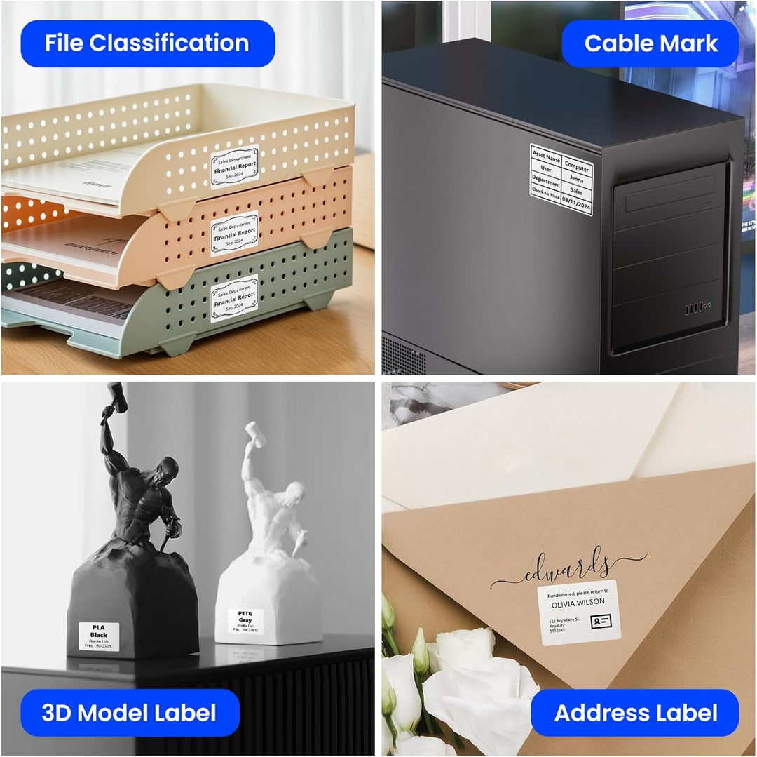 CLABEL 6 Rollen Weiss Etikettenband für 220B 221B 230B 320B Etikettendrucker selbstklebend Thermo Et