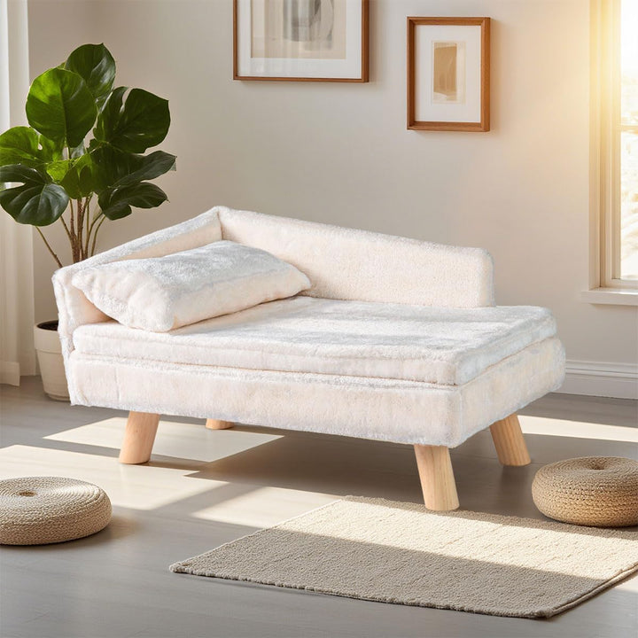 COSTWAY Katzensofa Luxus, Katzenbett erhöht, Katzencouch mit 2 abnehmbaren Kissens, Rückenlehne & Ho