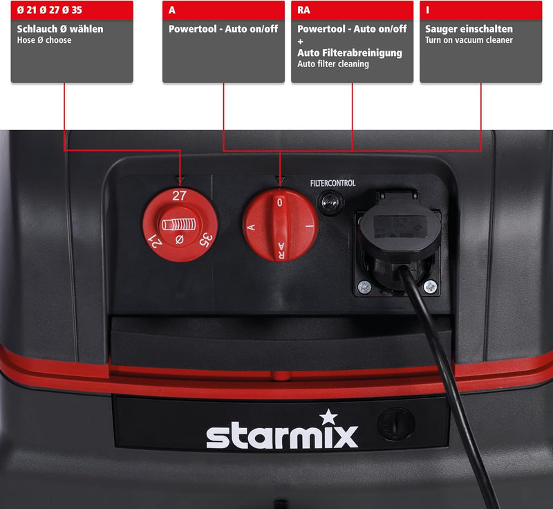 Starmix Nass- und Trockensauger Staubsauger ISC M-1625 Safe, hochwertiger Sauger für Baustelleneinsa