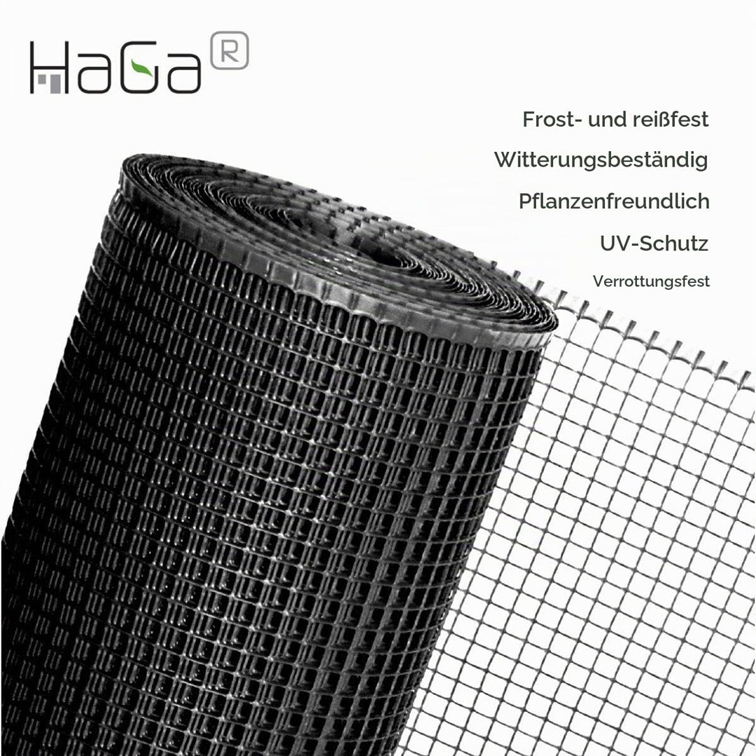 HaGa® 50m Kunststoffzaun in 0,6m Höhe Geflügelzaun Zaun schwarz - pflanzenverträglich - verrottungsf
