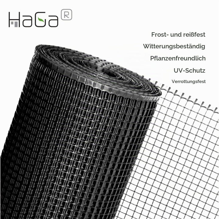 HaGa® 50m Kunststoffzaun in 0,6m Höhe Geflügelzaun Zaun schwarz - pflanzenverträglich - verrottungsf