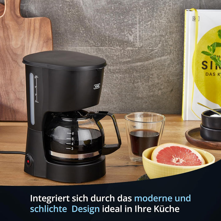 KHG Kaffeeautomat KA-127 (S) aus Kunststoff in schwarz, Kapazität für 5 Tassen, mit Glaskanne 600 ml