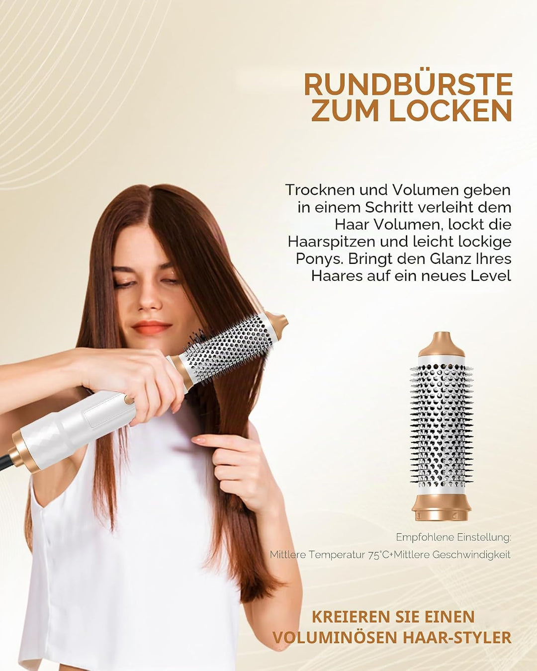 UKLISS Haartrockner &amp; Haarstyler 6 in 1, Automatisch Airflow Lockenstab, Hair Dryer, Rundbürstenföhn