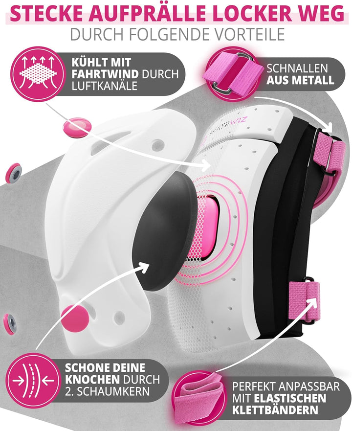 SKATEWIZ Kinder Protektoren Set Schoner - Inliner Knieschoner Kinder – Schützer Set [6er] für Kinder