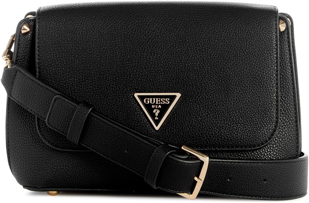 GUESS Damen Meridian Flap Shoulder Bag Schultertasche, Schulterklappe Schwarz, Schwarz