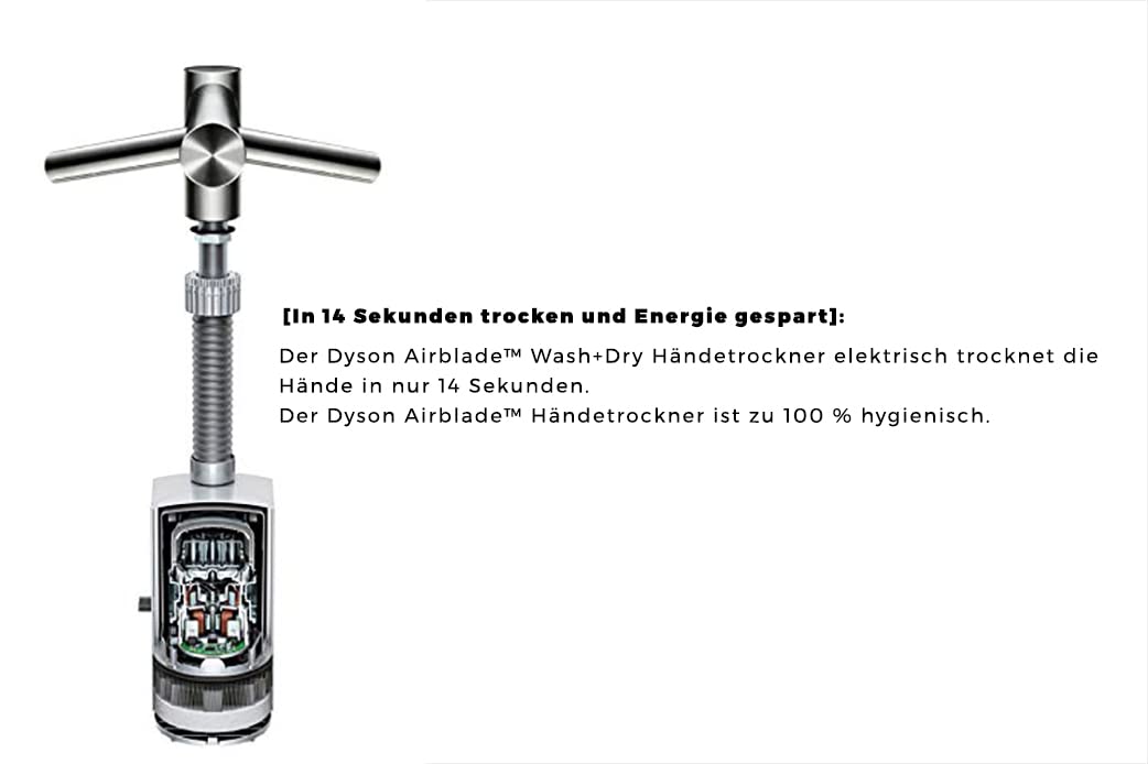 Dyson 245265-01 Airblade wash+Dry Handtrockner elektrisch, WD04 Stainless Steel Short HV Edelstahl