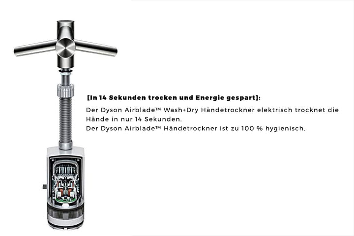 Dyson 245265-01 Airblade wash+Dry Handtrockner elektrisch, WD04 Stainless Steel Short HV Edelstahl