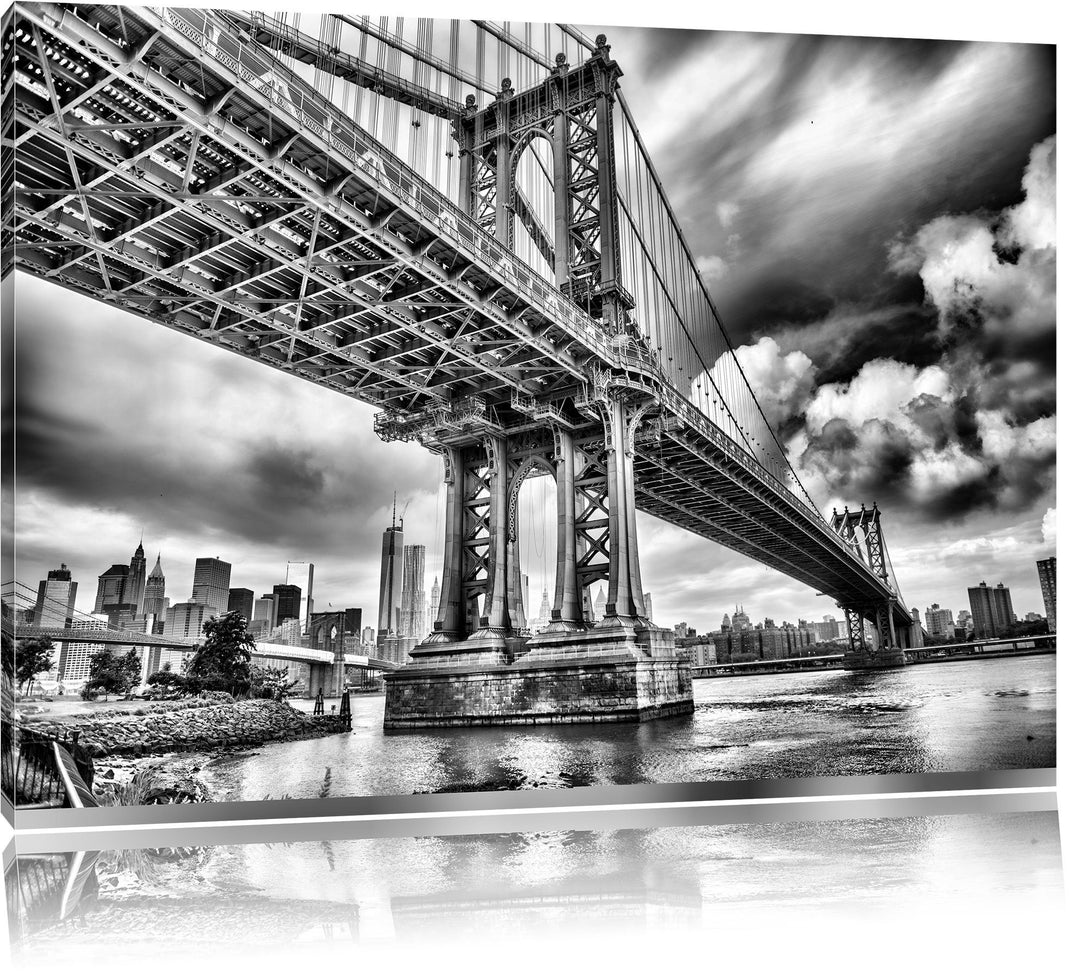 Pixxprint Manhattan Bridge New York / 100x70cm Leinwandbild bespannt auf Holzrahmen/Wandbild Kunstdr