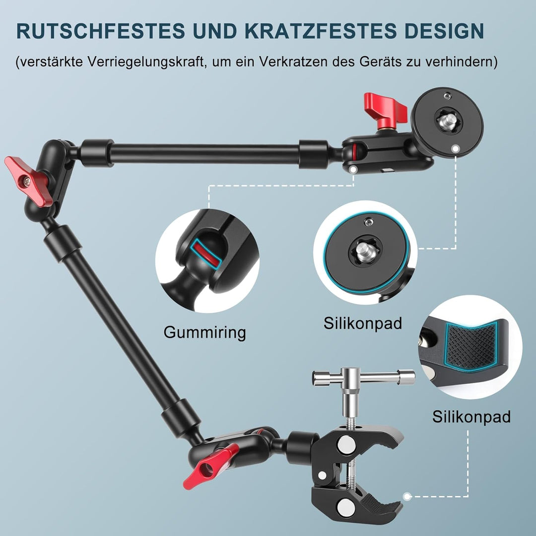 Magic Arm mit Super Clamp 23''/59cm, ZAKVOP Webcam Halterung mit Klemme, 360°Flexibel Magic Arm Clam