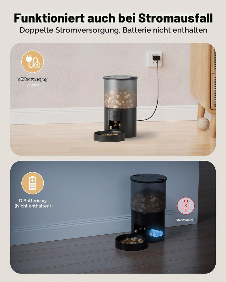 Futterautomat Katze Katzenfutter Automat WiFi: Futterspender Katze mit Massgeschneidert Zeitplan - A
