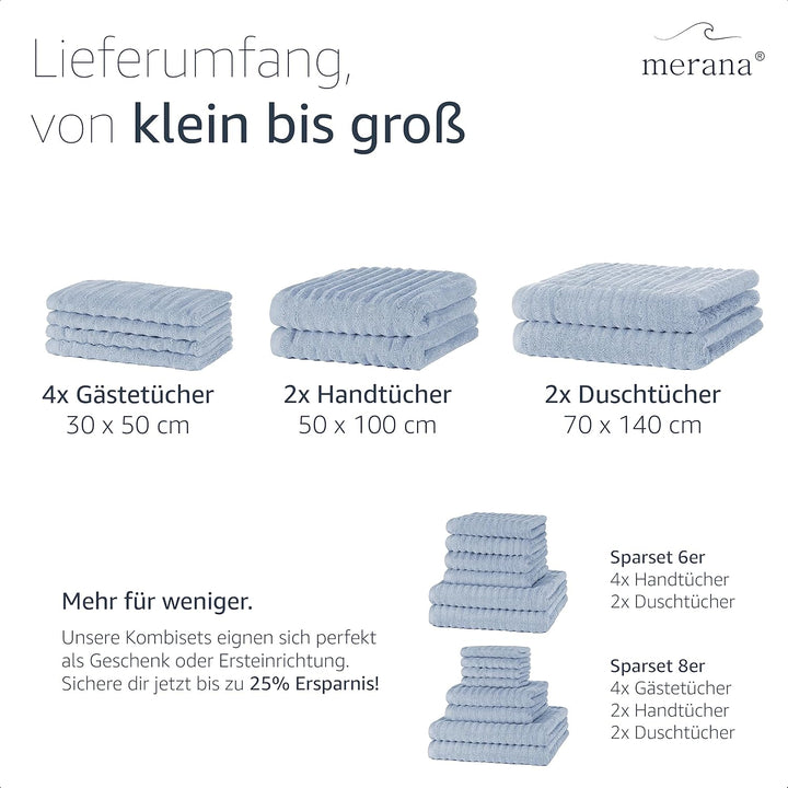 Merana Oslo Duschtücher 70x140cm - 2X Luxus Duschhandtuch - Schnelltrocknendes Duschtuch aus 100% fe