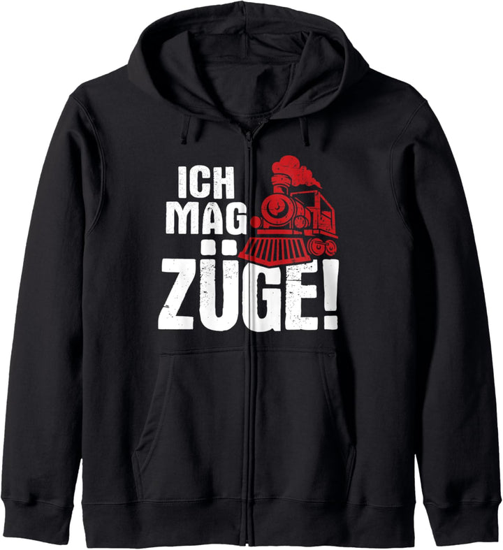 Ich mag Züge Zugführer Eisenbahner Lokomotive Spruch Kapuzenjacke