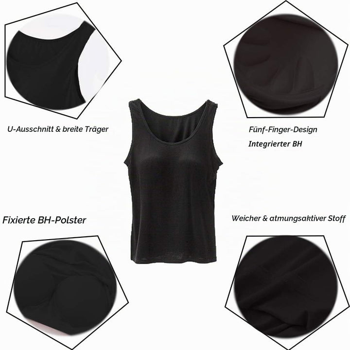 STARBILD Damen Unterhemd BH-Hemd Basic U-Ausschnitt Eingebauter BH Bügelloser Gepolstert Tank Tops,