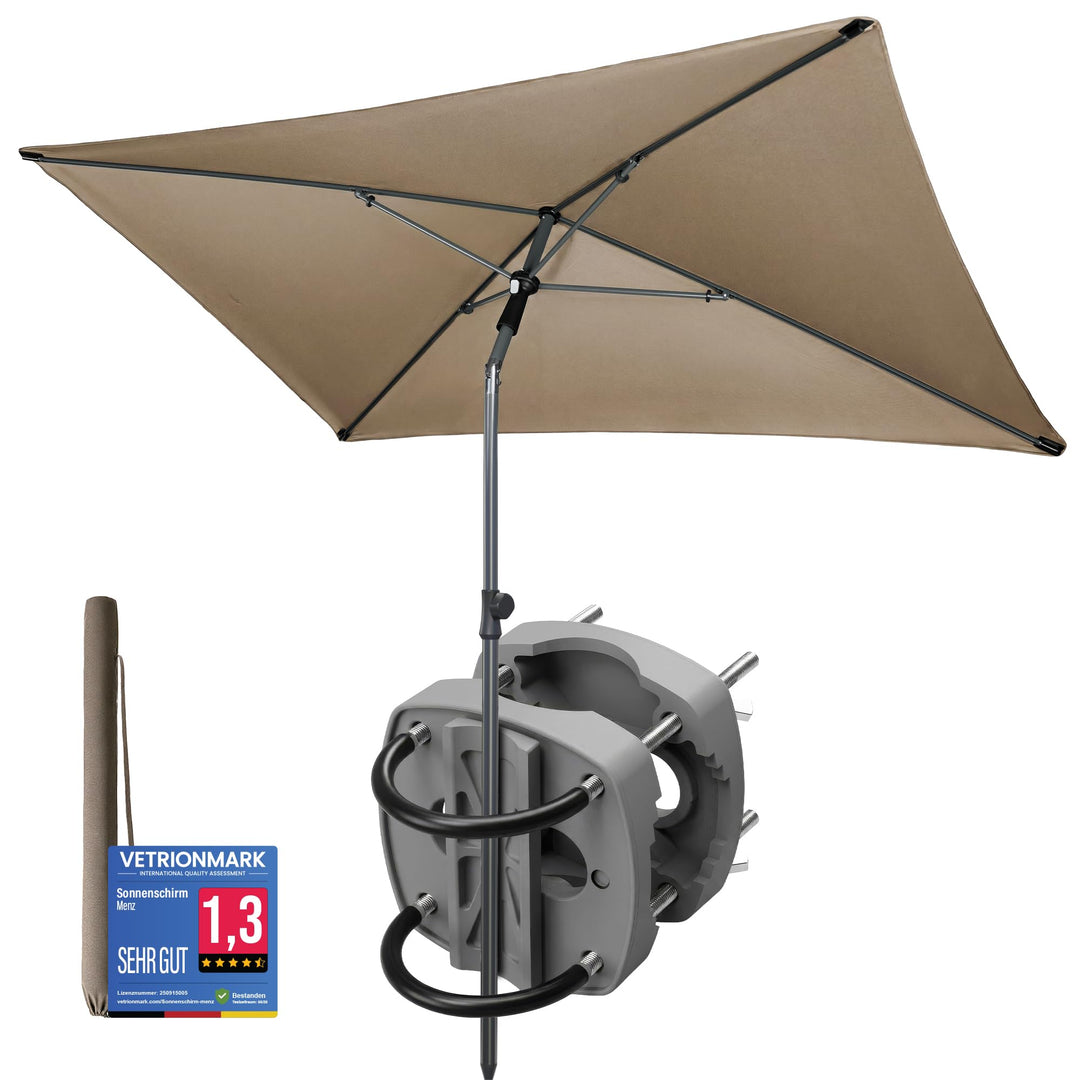 4smile Sonnenschirm Balkon SunnyShade Plus, Sonnnenschutz Balkon SET 3-in-1, Anthrazit - UV50+ Sonne