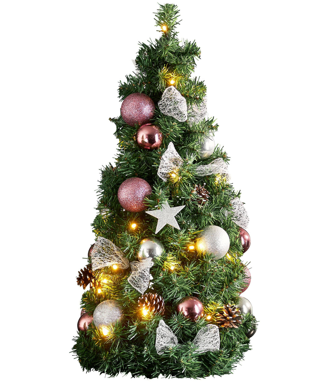 EGLO Künstlicher Weihnachtsbaum 65 cm für innen, Deko-Tannenbaum mit LED-Beleuchtung und Weihnachtsk