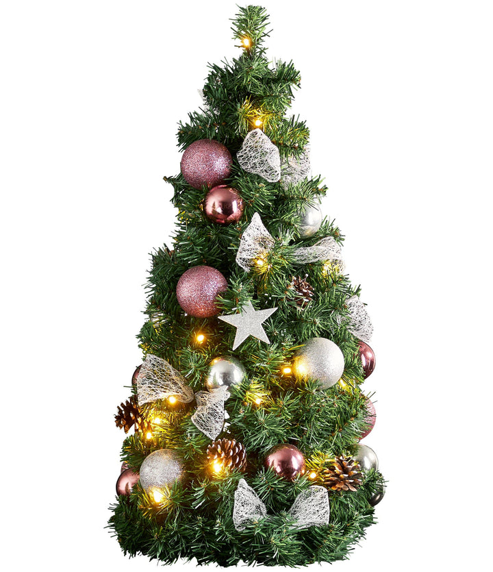 EGLO Künstlicher Weihnachtsbaum 65 cm für innen, Deko-Tannenbaum mit LED-Beleuchtung und Weihnachtsk