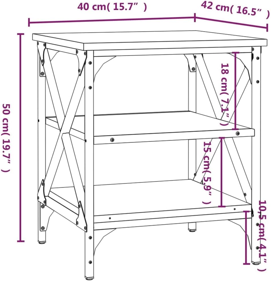 FIRBNUS Beistelltisch Grau Sonoma 40x42x50 cm Beistelltisch Schmal Beistelltisch mit Stauraum Beiste