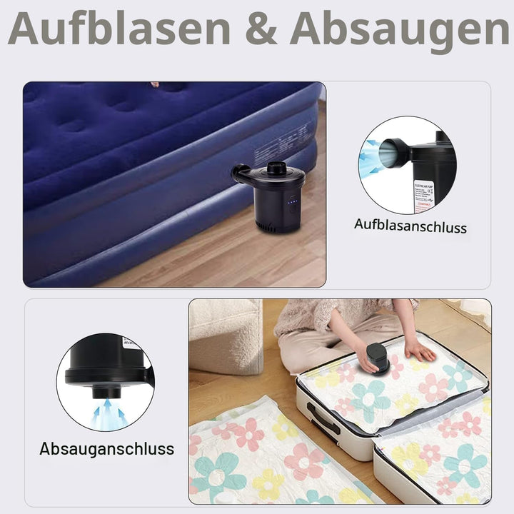 Elektrische Luftpumpe, 4000mAh Tragbare Luftpumpe mit Schnelles Aufblasen/Entleeren Mini Luftmatratz