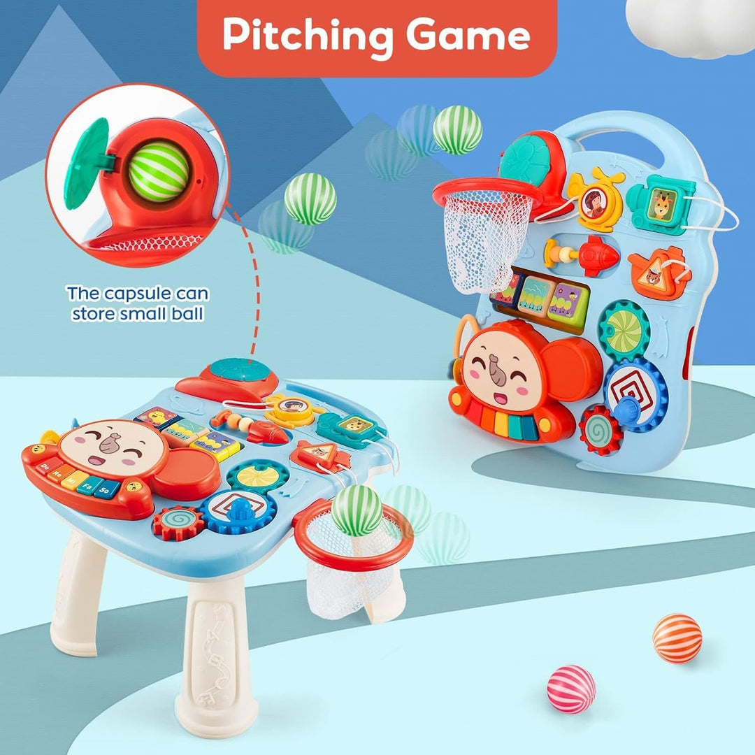 Lauflernhilfe für Kinder, 2 in 1 Lauflernwagen mit Montessori Spielzeug und Geräusche, Musik und abn