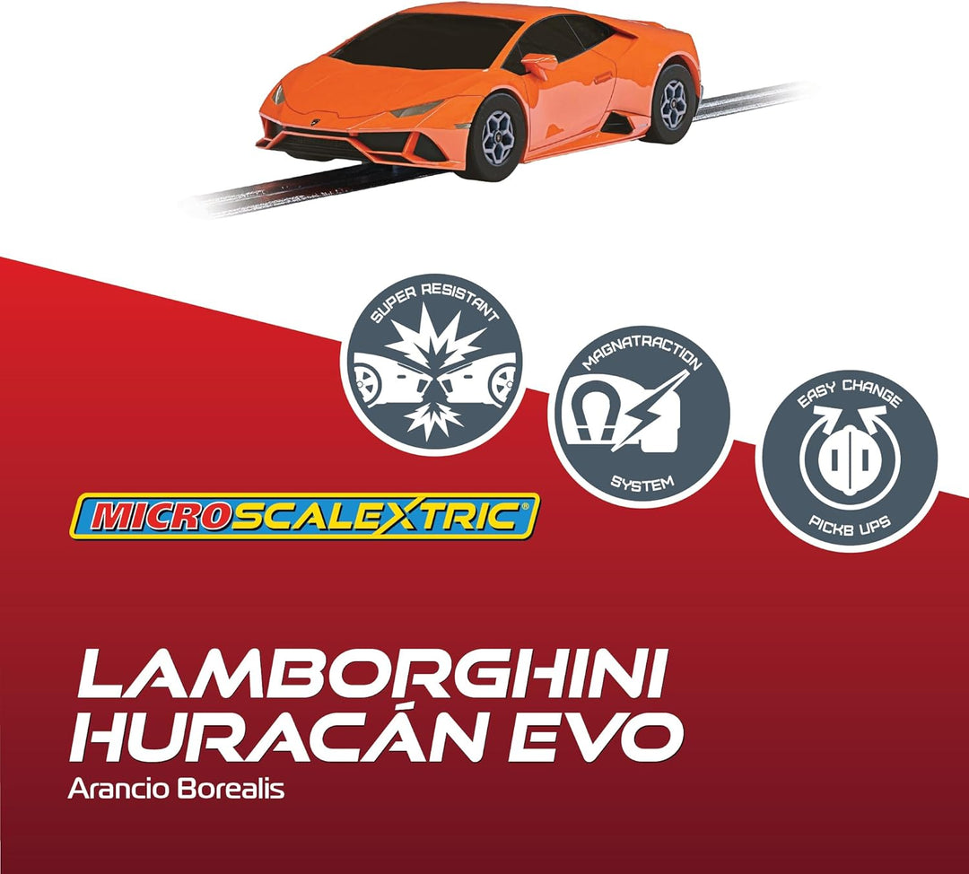 Micro Scalextric Lamborghini Huracan Evo Slotcar, orange