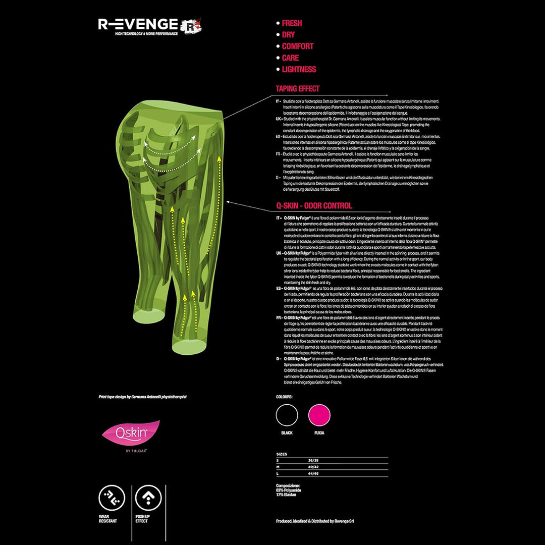 R-Evenge Technische Leggings mit Silikon-Inneneinsätzen, Kompression, basierend auf Kinesotaping, pa