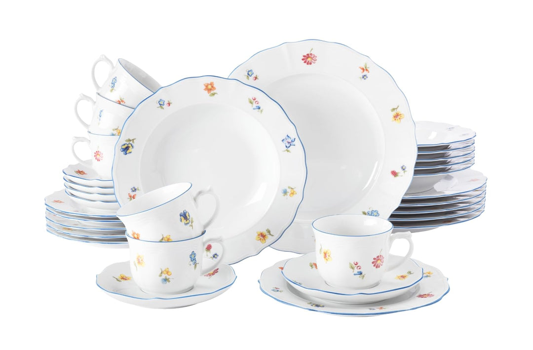 Seltmann Weiden | Kombiservice 30-teilig | Sonate Nostalgie | 6 Speiseteller, 6 Suppenteller, 6 Früh