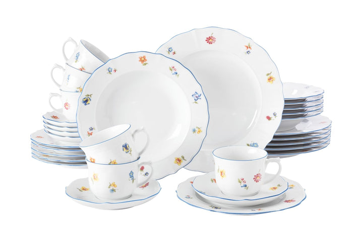 Seltmann Weiden | Kombiservice 30-teilig | Sonate Nostalgie | 6 Speiseteller, 6 Suppenteller, 6 Früh