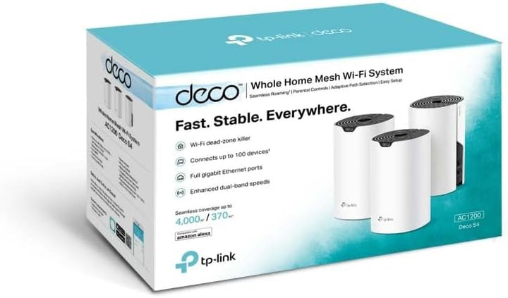 TP-Link WLAN-Mesh AC1200 Deco S4 (3er-Pack) für das ganze Haus, WLAN-Abdeckung 370 m², Ersatz für WL