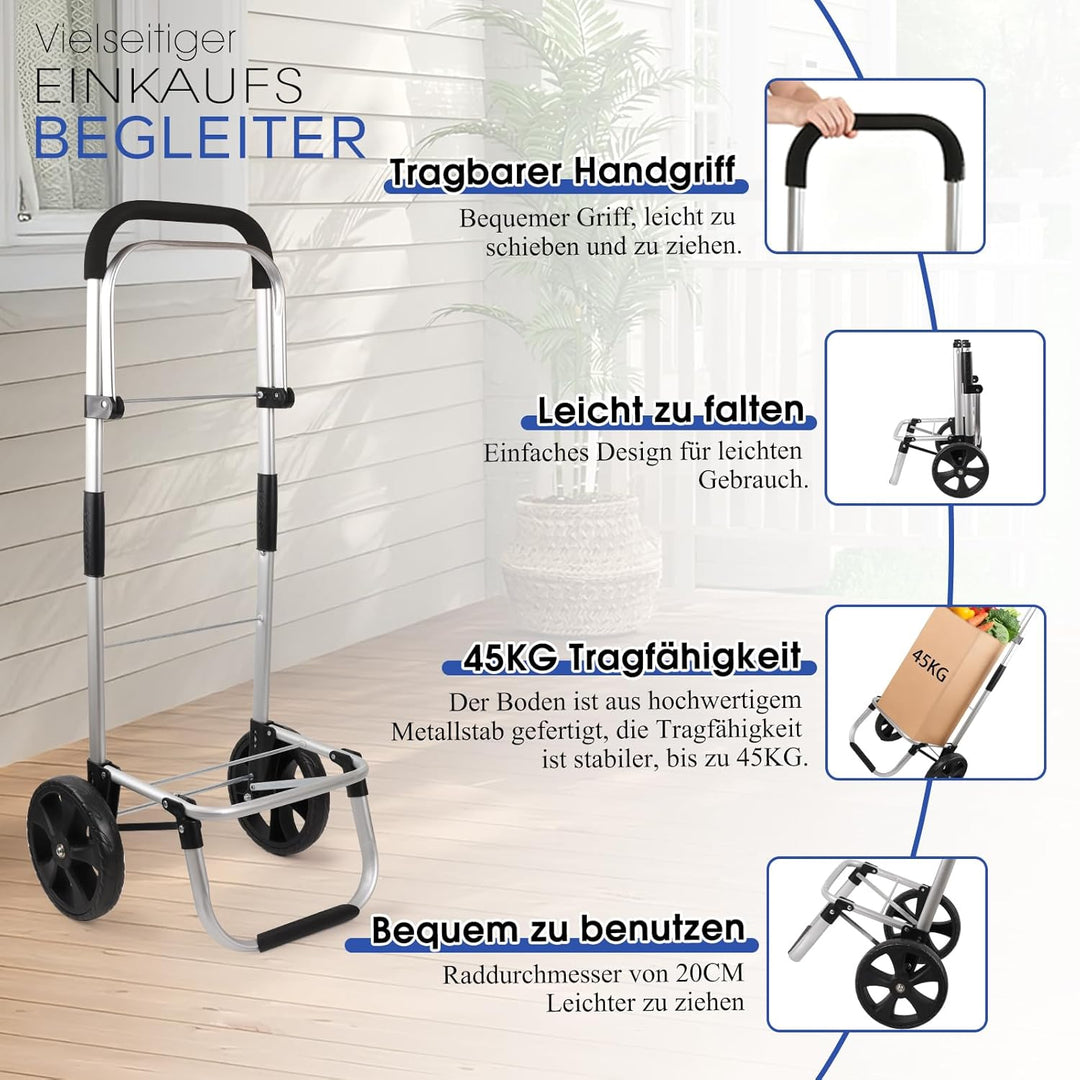 Einkaufstrolley klappbar mit 42L Volumen, Einkaufswagen mit Deckel Klappbarer Trolley zum Einkaufen,