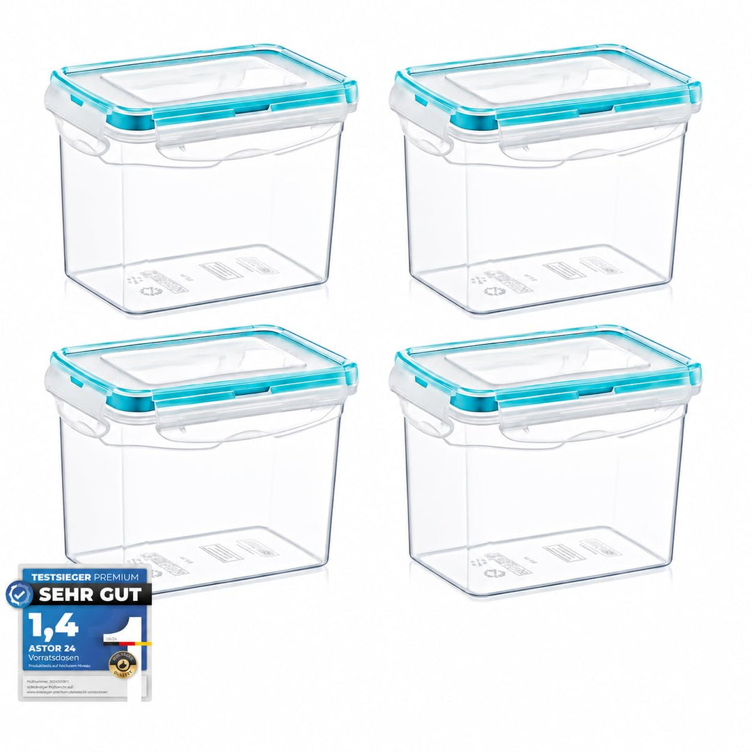 astor24 Premium 4er Set Frischhaltedosen- Mealprep -800ml - 100% luftdicht und auslaufsicher - Aufbe
