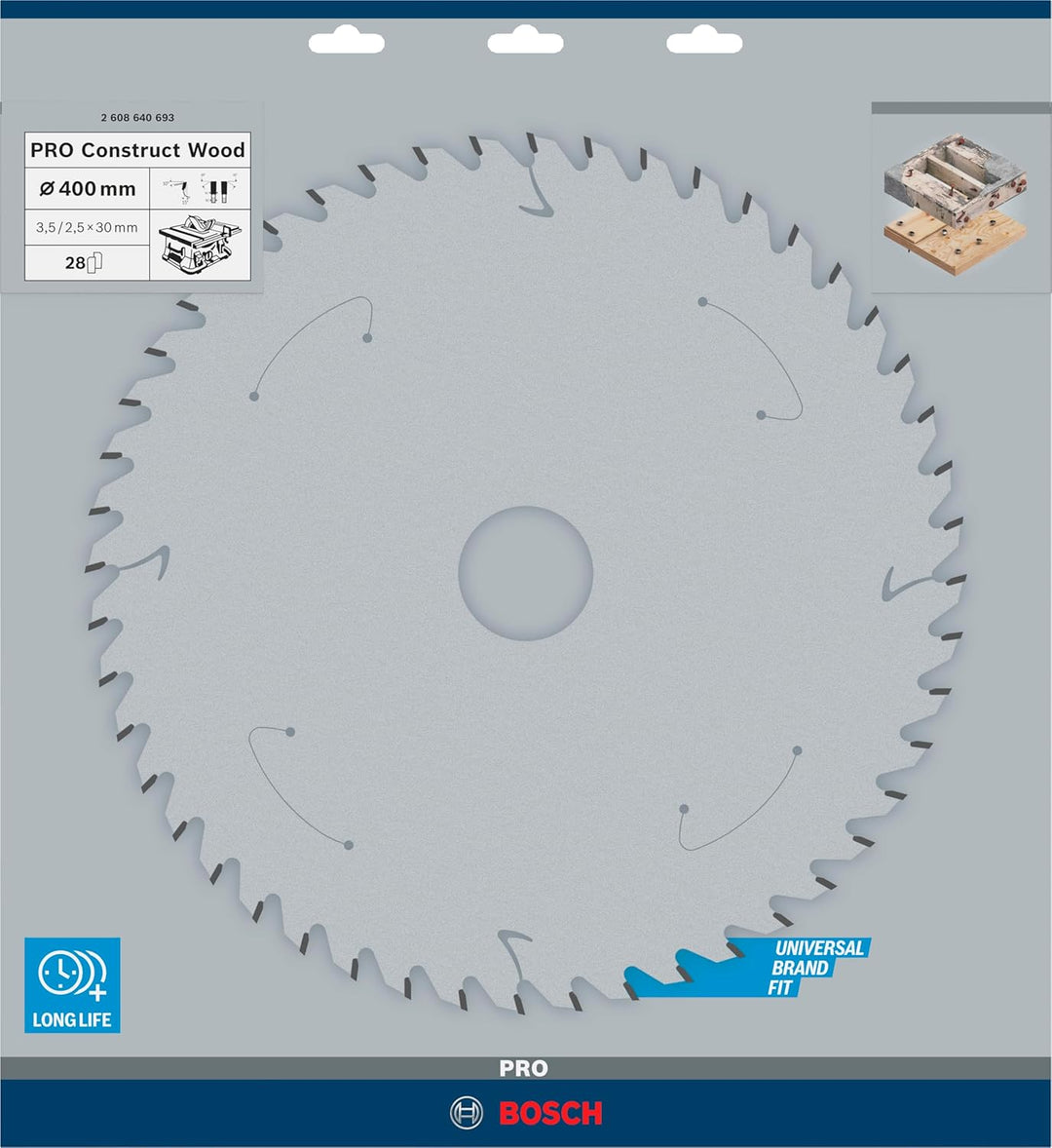 Bosch Accessories Bosch Professional 1x Kreissägeblatt Construct Wood (für Holz, Sägeblatt Ø 400 x 3