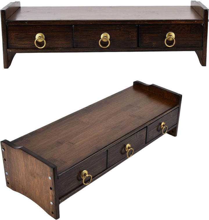 Computer-Riser, nicht absorbierender Bambus-Monitorständer mit 3 Schubladen für das Büro zum Studier