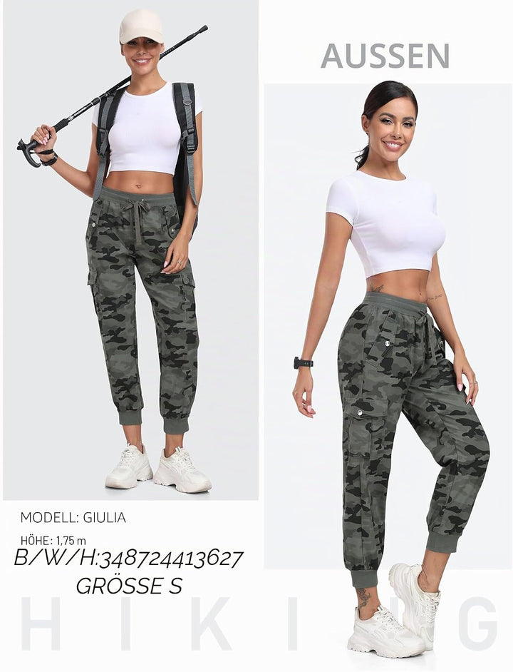 JINSHI Hosen Damen Cargohose Wanderhose Leichte Jogginghose Freizeithose Funktionshose Outdoorhose m