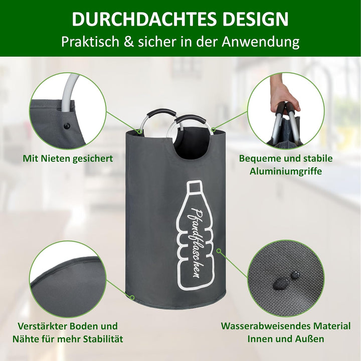Cottara Original recycelter Flaschensammler für Leergut faltbar wasserdicht – Aus recycelten PET-Fla