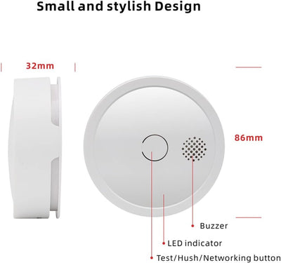 HEIMAN Wi-Fi Smart Rauchmelder, 10 Jahre Fotoelektrischem Sensor，WLAN Feuermelder mit austauschbarer