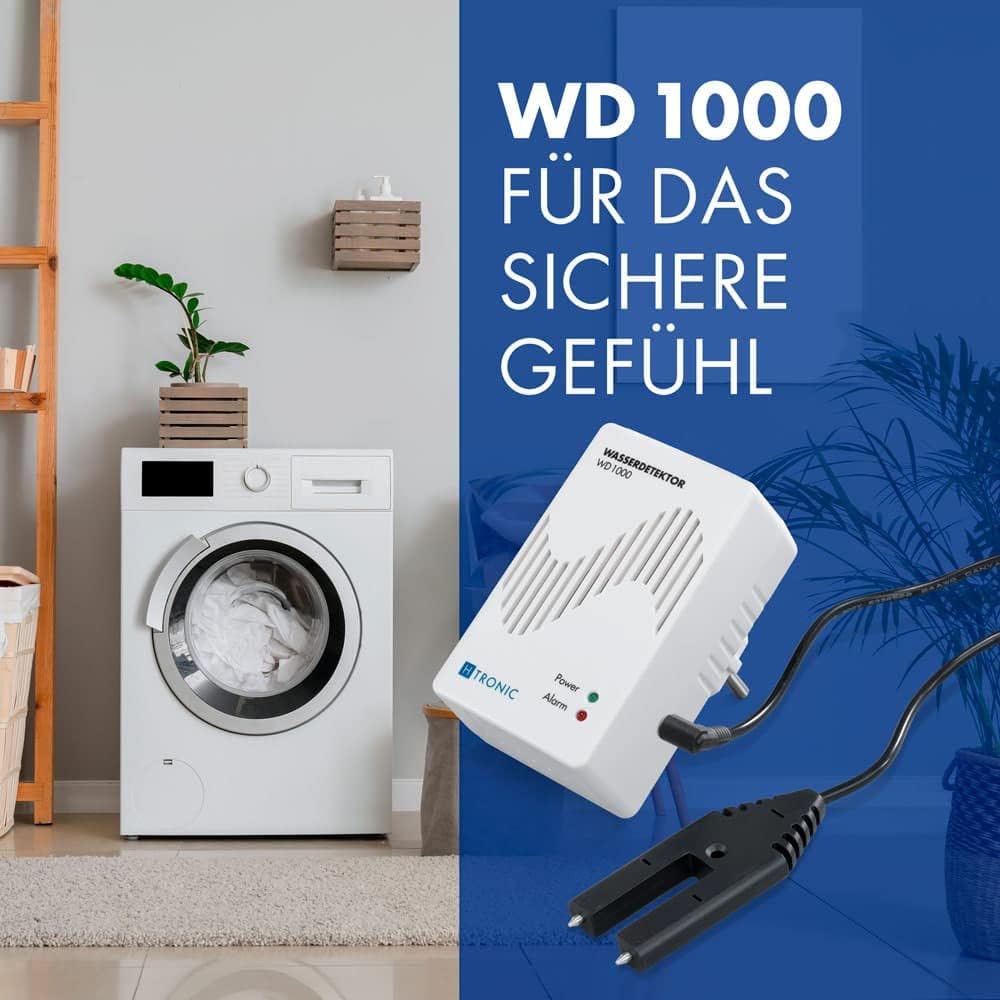 WD 1000 Wasserdetektor (Wassermelder, Wasseralarm, Wasserwächter) mit externem Wassersensor gegen Wa