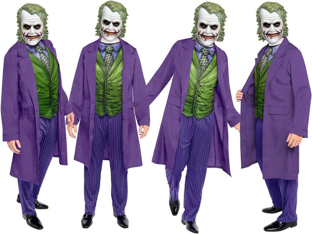 Amscan Adult Mens Official Warner Bros DC Comics Licensed The Joker Movie Character Fancy Dress Cost