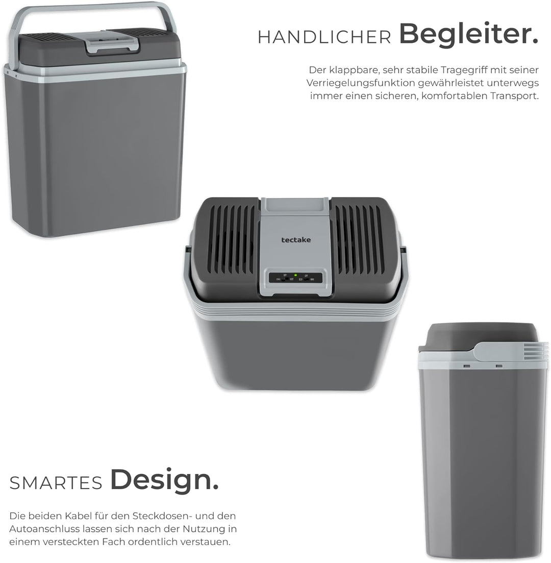 tectake® elektrische Kühl- und Wärmebox, 20 l Fassungsvermögen, mit ECO-Modus, Steckdosen- und Autoa