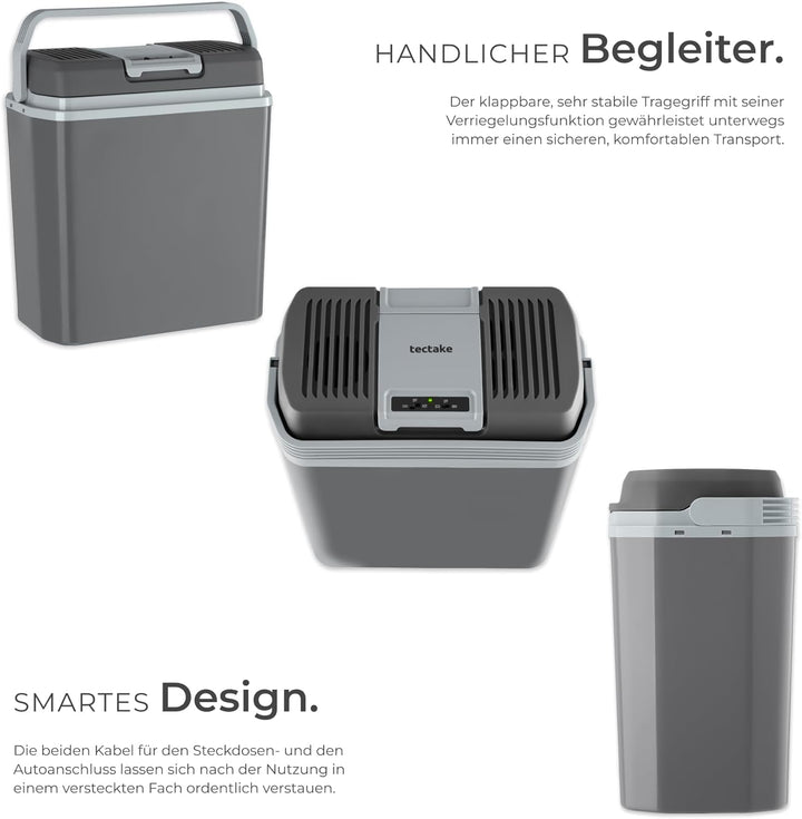 tectake® elektrische Kühl- und Wärmebox, 20 l Fassungsvermögen, mit ECO-Modus, Steckdosen- und Autoa