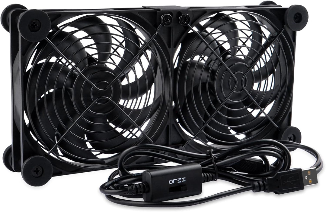 NewHail 2 in 1 Leiser Dual Router Lüfter kühler 120 mm mit 3 Grad Geschwindigkeitsregler (L/M/H), DC