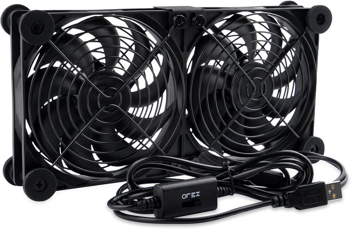 NewHail 2 in 1 Leiser Dual Router Lüfter kühler 120 mm mit 3 Grad Geschwindigkeitsregler (L/M/H), DC