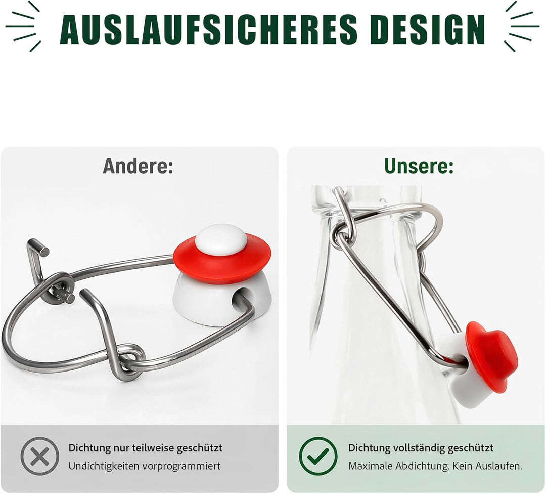 12 Stück 250 ml Bügelflaschen Bügelflasche Glasflasche mit Bügelverschluss Drahtbügel Flasche Bügelv