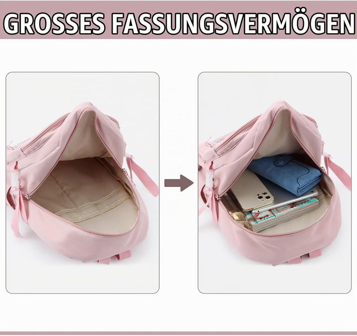 7VSTOHS Kawaii-Rucksack mit Kawaii-Anhänger und Zubehör für Teenager-Mädchen Rucksack-Schule Aesthet