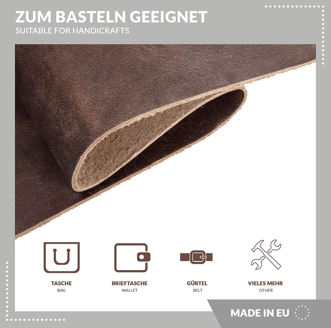 Rindsleder in Vintage und Retro-Look | Braun | mit Pull-Up Effekt, Fettleder, Dickleder, Antik-Leder