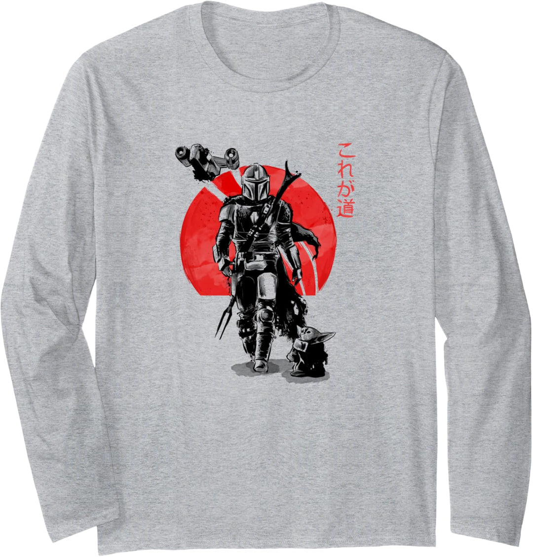 Star Wars The Mandalorian The Child Red Sun Ink Portrait Langarmshirt