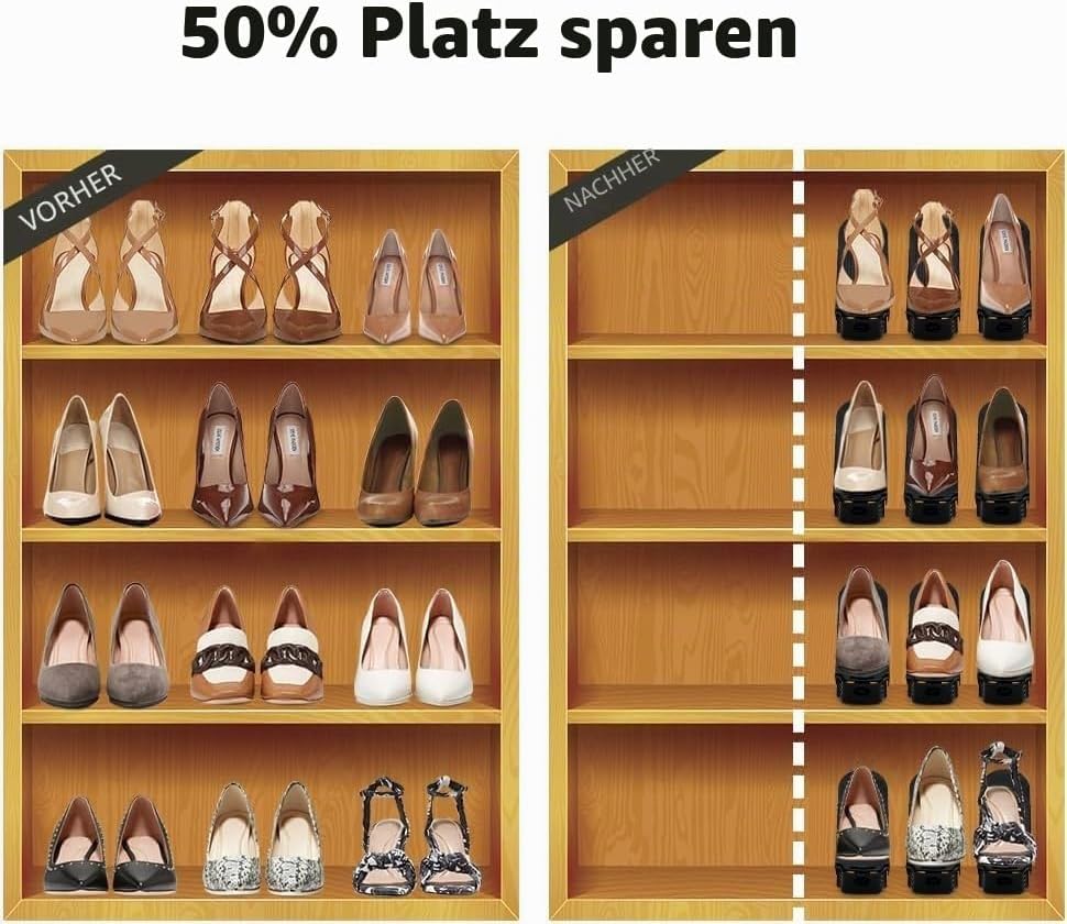 10 Stück Schuhschlitz-Organizer verstellbarer Schuhstapler, platzsparend, Doppelstock-Schuhregal, Sc