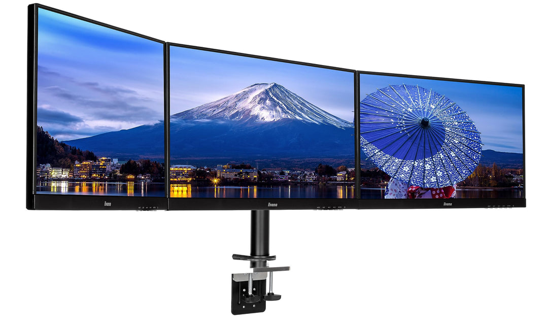 liyama DS1003C-B1 Dreifach-Monitor Halterung -/ Tischklemme (für Displays bis 10 - 27 Zoll und Maxim
