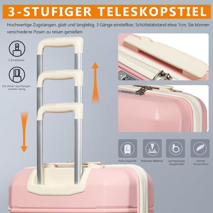 Joyway Kofferset 3 Teilig Hartschale mit 4 Rollen und TSA-Schloss Der Gepäcksets Enthält 1 Kosmetikk